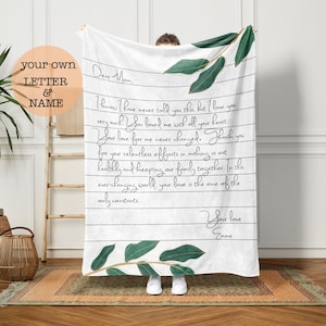 Manta de carta personalizada Manta personalizada para mamá / mejor amiga / hermana Idea de regalo personalizada para el Día de la Madre Manta de carta de amor de pareja-4