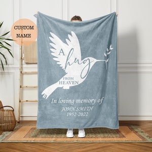 Personalized blanket Memorial throw blanket Gift idea for bereavement Sympathy gift Throw blanket for your loss A hug from heaven-TB14 image 1