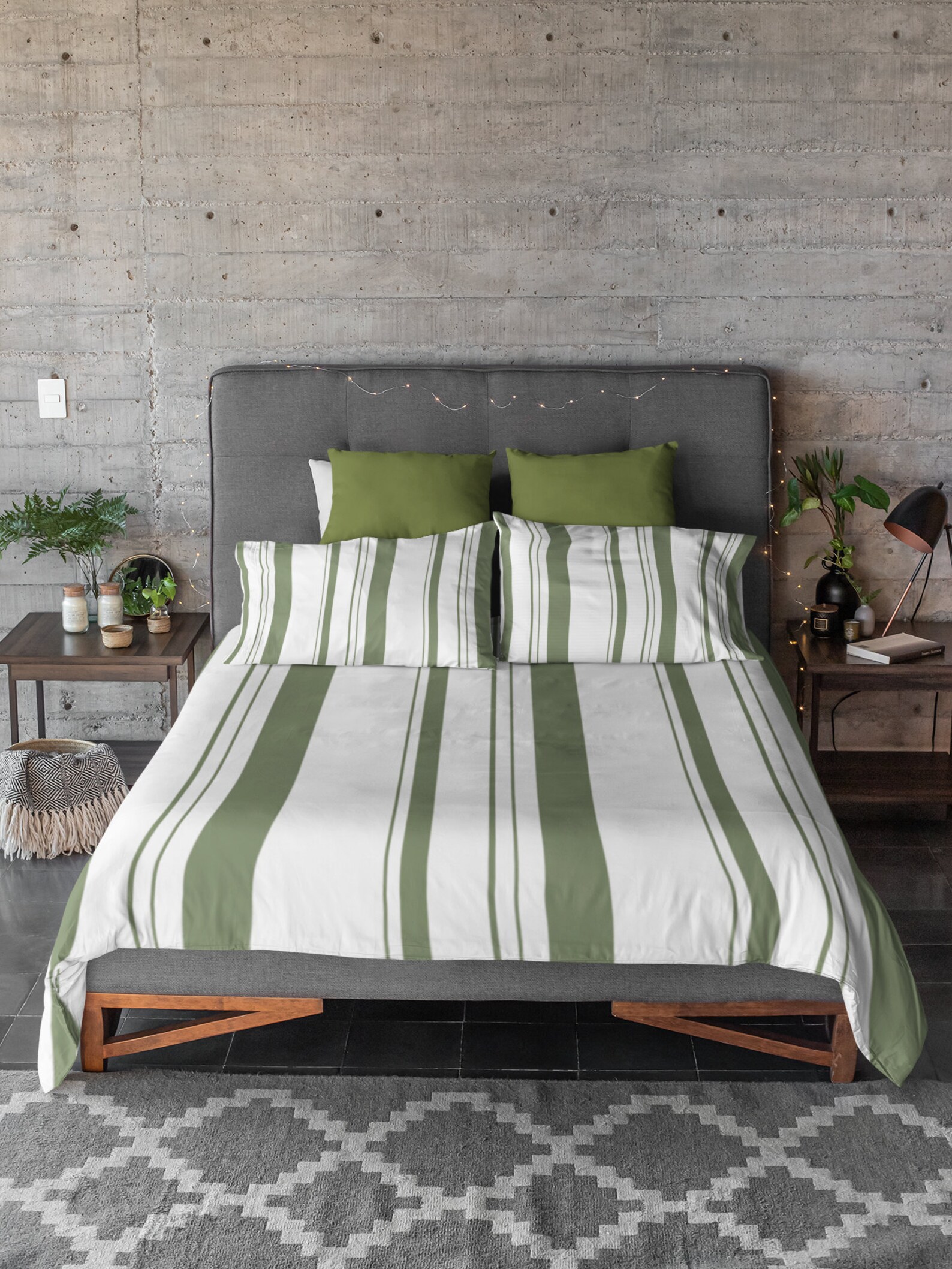 Duvet Covers Geometric stripes duvet covers Olive green duvet Etsy