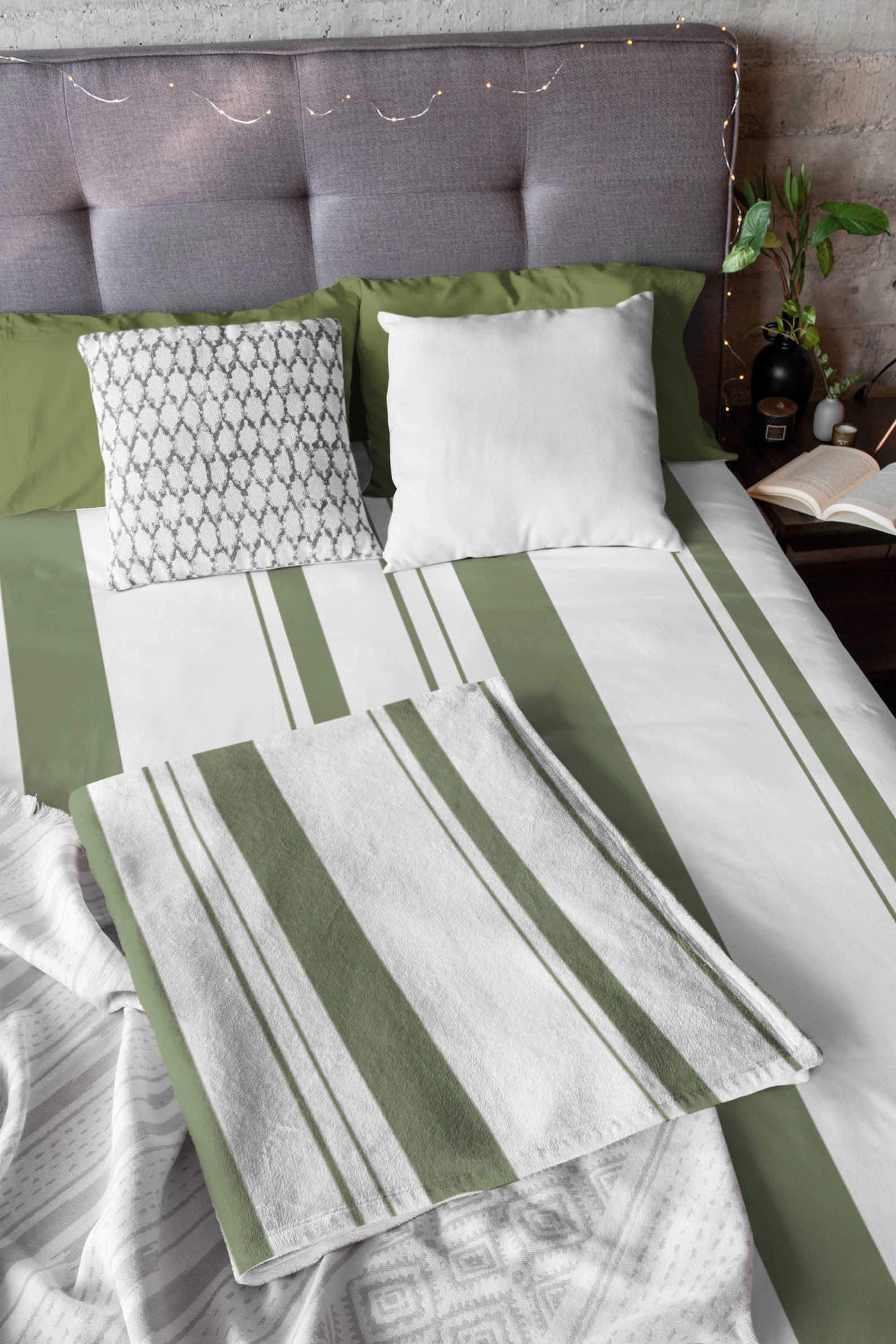 Duvet Covers Geometric stripes duvet covers Olive green duvet Etsy