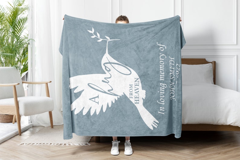 Personalized blanket Memorial throw blanket Gift idea for bereavement Sympathy gift Throw blanket for your loss A hug from heaven-TB14 image 2