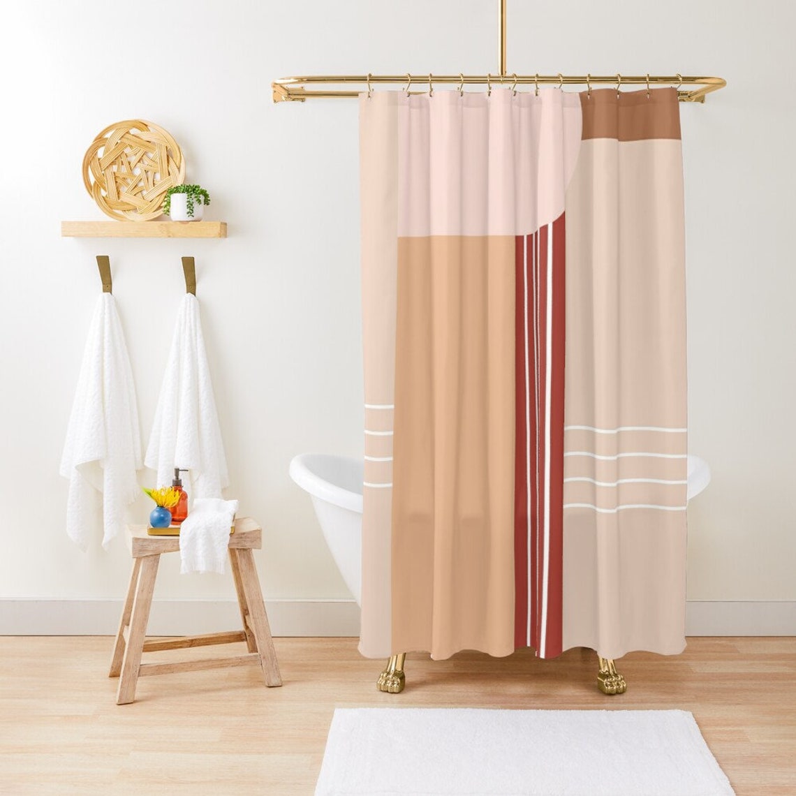 Rideaux de douche Extra long rideau de douche Géométrique Etsy