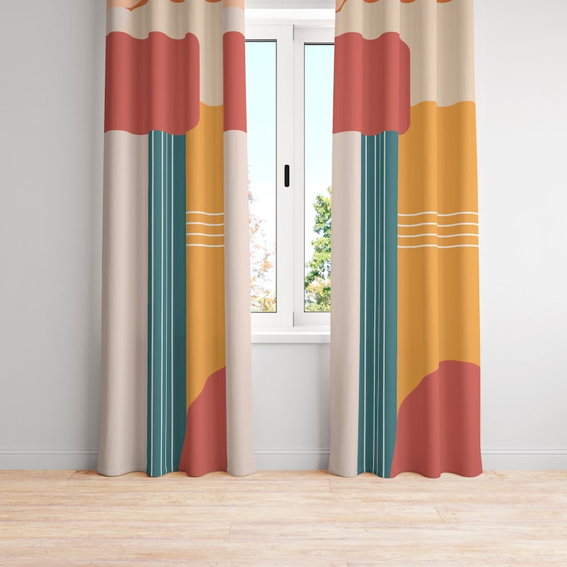 Window Curtains Orange Window Curtains Blackout Window Etsy