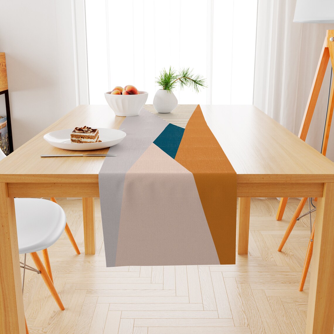 Table Runners Table linens Geometric table runner s Neutral Etsy