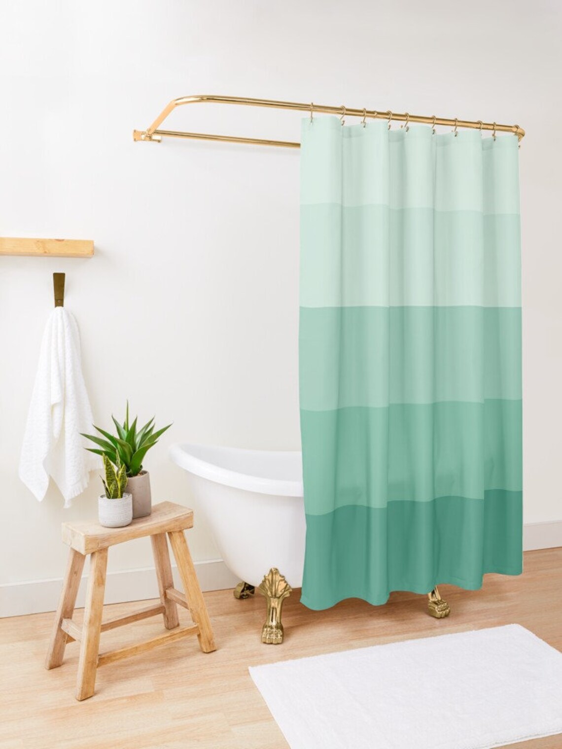 Sea foam green shower curtain Geometric shower curtain Striped Etsy