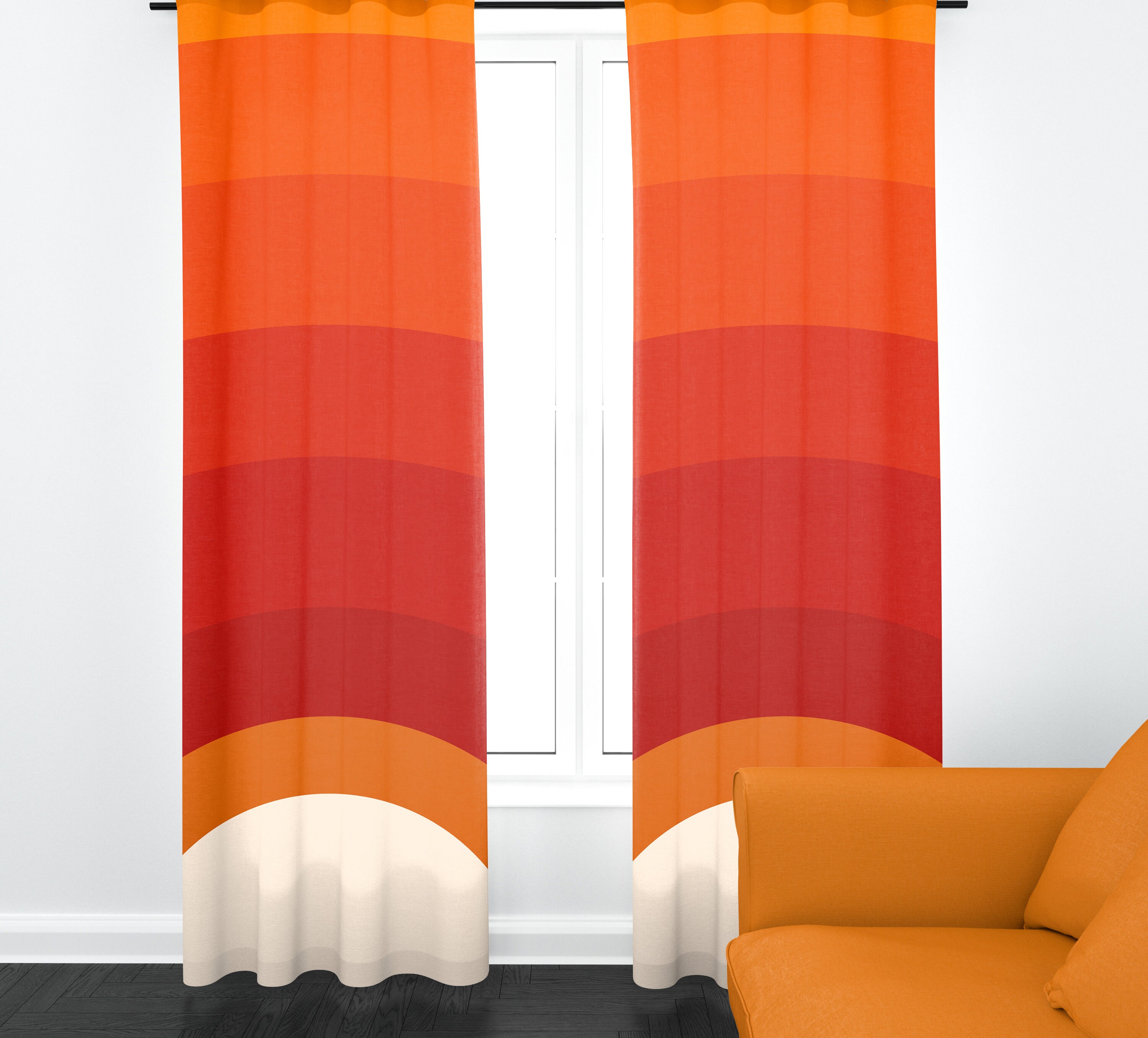 Window Curtains Orange Window Curtains Blackout Window Etsy
