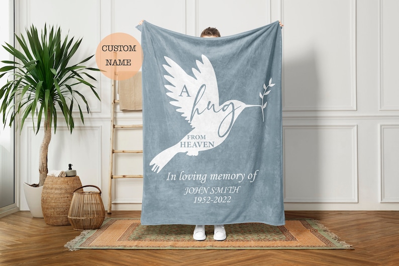 Personalized blanket Memorial throw blanket Gift idea for bereavement Sympathy gift Throw blanket for your loss A hug from heaven-TB14 image 1