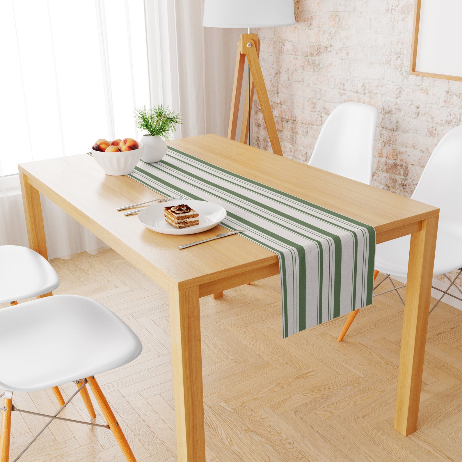 Table Runners Olive Green Table Runner Striped Table Runner Etsy