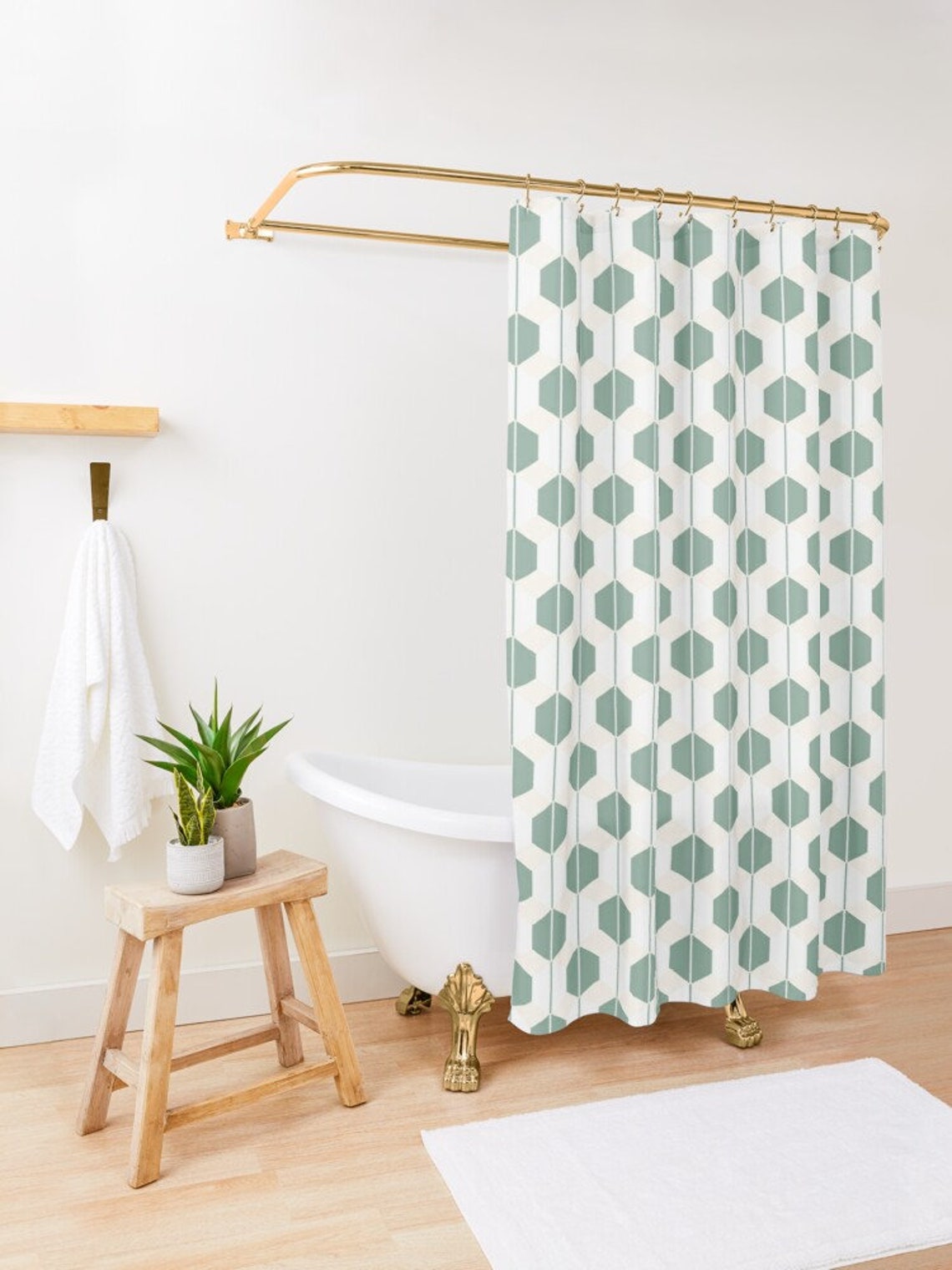 Shower curtains Custom sizes long shower curtain Retro green Etsy
