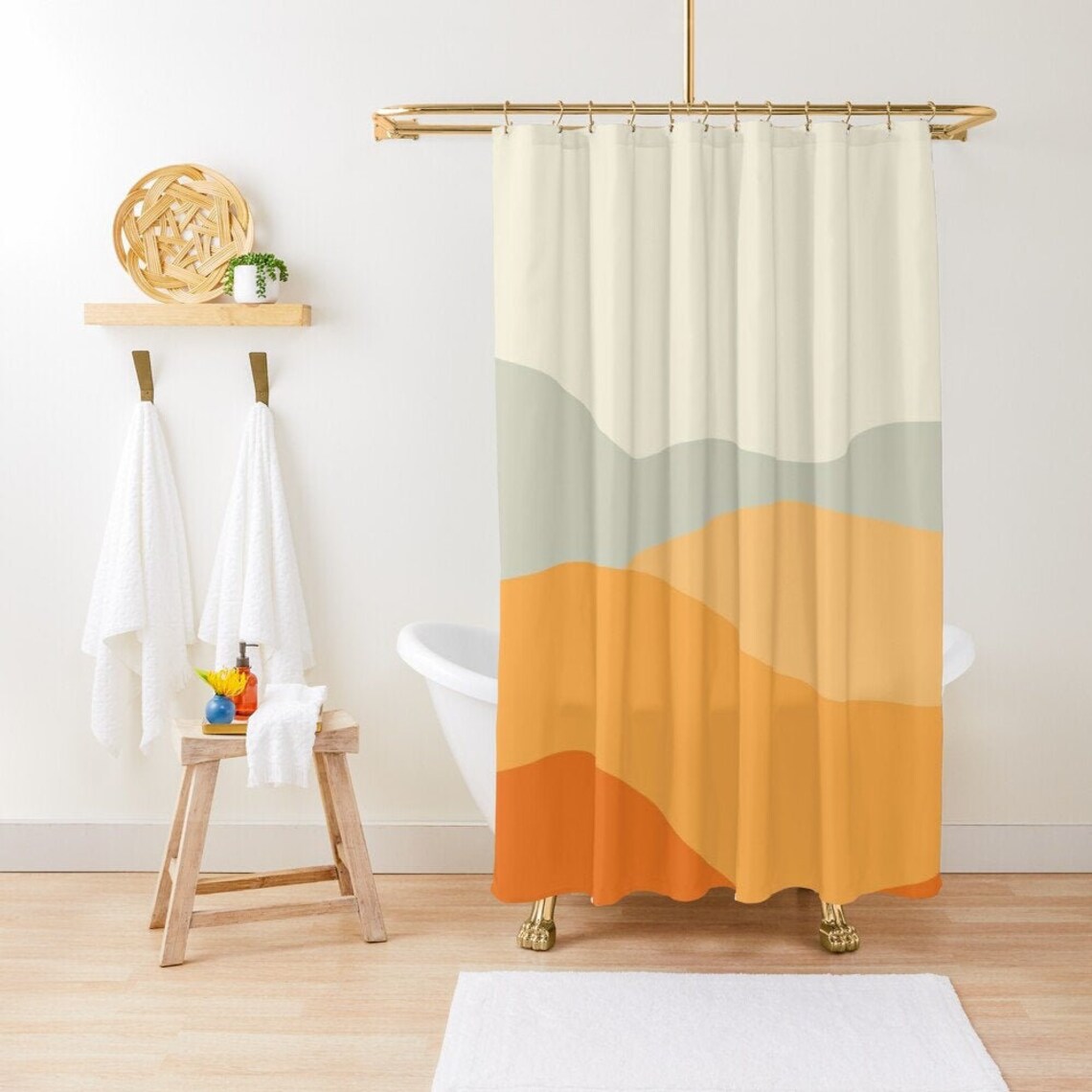 Douchegordijnen Extra lang douchegordijn Abstract Etsy