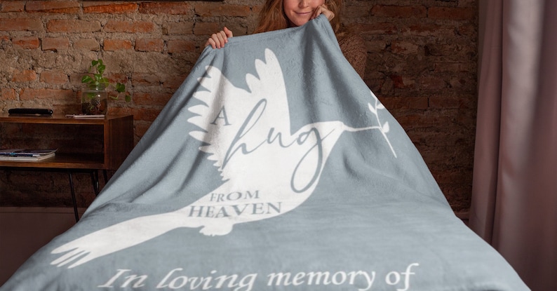 Personalized blanket Memorial throw blanket Gift idea for bereavement Sympathy gift Throw blanket for your loss A hug from heaven-TB14 image 4