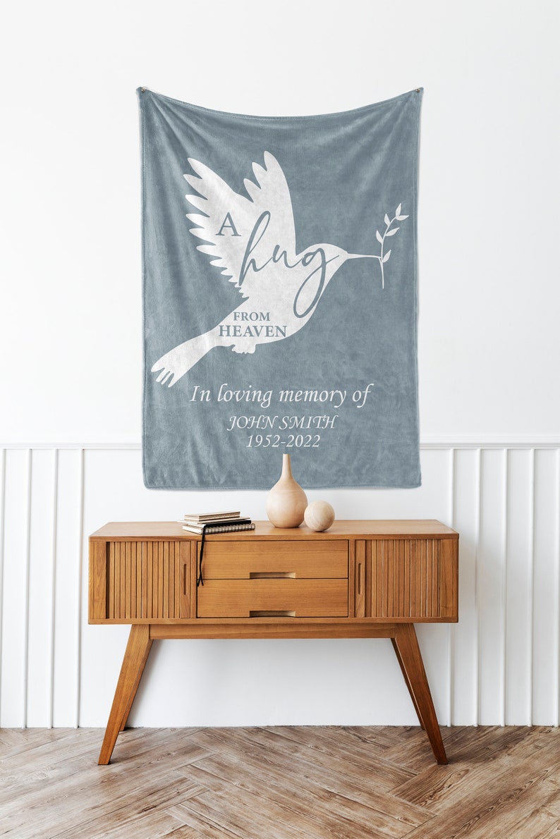 Personalized blanket Memorial throw blanket Gift idea for bereavement Sympathy gift Throw blanket for your loss A hug from heaven-TB14 image 3