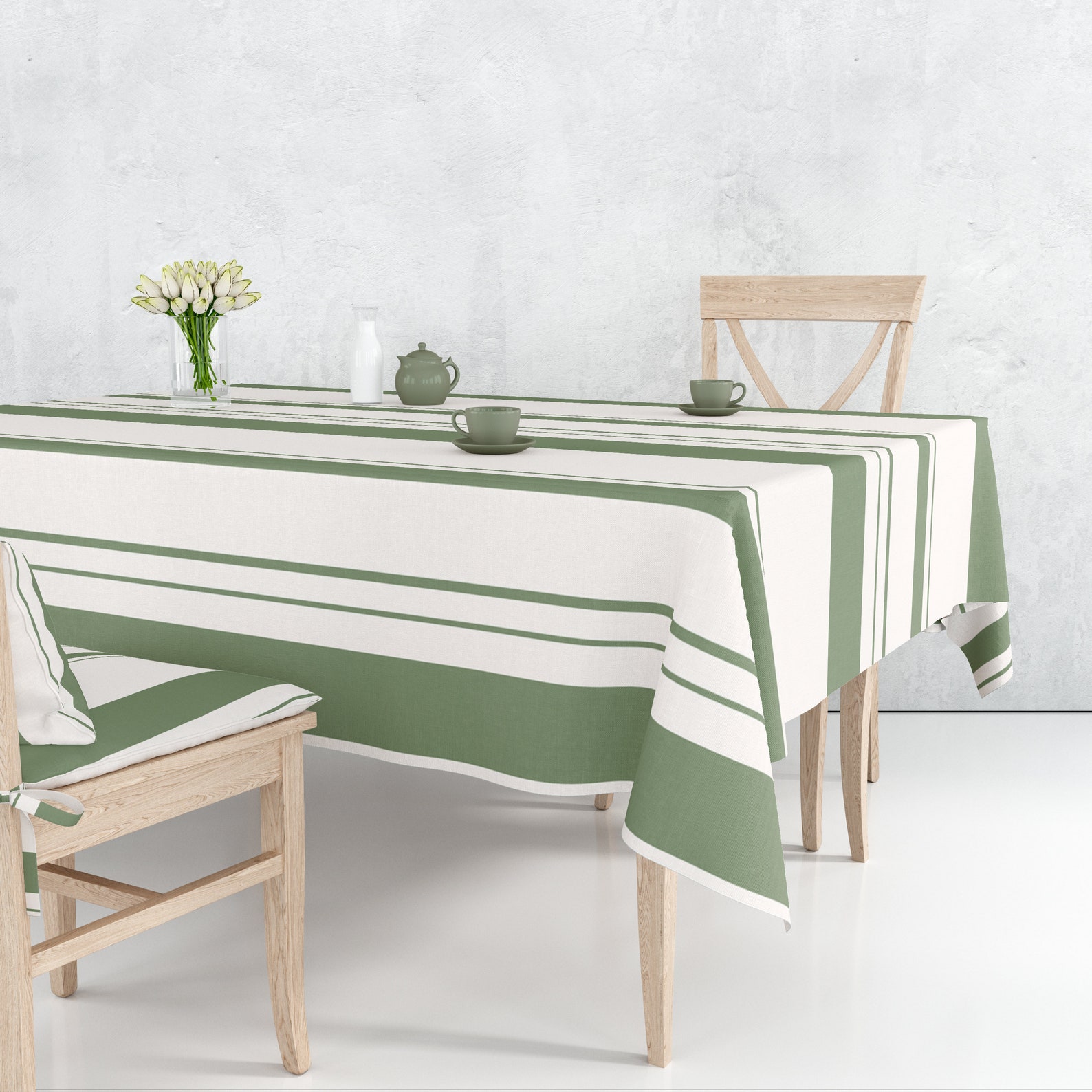 Tablecloths Striped tablecloth Olive green tablecloth Etsy