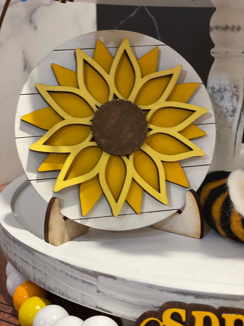 Tiered Tray Decor With Sunflowers Sunflower Mini Signs - Etsy