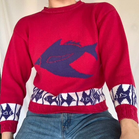 Vintage 1990s does 1940s Colorful Fish Sweater Nov