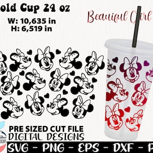 Belle fille tasse pas de trou, souris svg tasse, fille tasse 24 oz, amour full wrap, filles svg tasse, Fashion Girl wrap Cup 24 oz, tasse svg pas trou