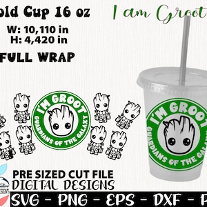 I am Groot cup 16 oz, Galaxy movie cup, Groot full wrap, svg cold cup, movie cold cup, svg designs, not hole, cup 16 oz, cup 16oz not hole