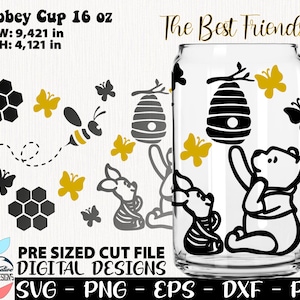 Die besten Freunde 16 Unzen, Friend svg kann, Schwein Libbey Glas kann, Bär und Schwein svg, kleiner Bär Libbey kann, kleines Schwein kann 16 oz wickeln,