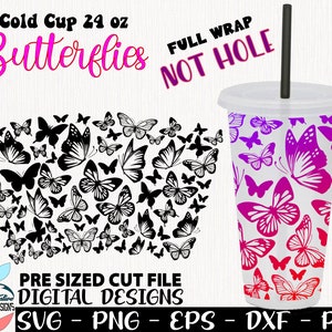 Schmetterlinge svg, Schmetterlinge Full Wrap 24 oz, Schmetterling svg, Schmetterlinge Wrap nicht Loch svg, Schmetterling svg, Schmetterling kalte Tasse 24 oz