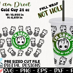I am Groot cup 24 oz, Galaxy svg, movie cup, Groot full wrap, svg cold cup, movie cold cup, svg designs, not hole, cold cup, i am groot Cup