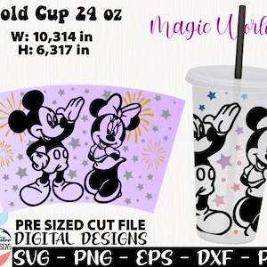Magic World svg, taza 24 oz sin agujero, Black Mouses svg, taza Friend 24 oz, taza de ratón famoso, in Love svg Design, Love Cup 24 oz sin agujero