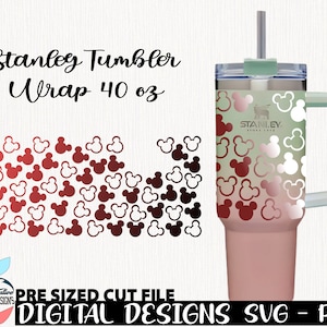 Stanley Tumbler 40 oz, 2 diseños Stanley Tumbler, Mouse svg, Mouse png, archivo de corte svg, Quencher Stanley tumbler svg, svg Stanley tumbler.