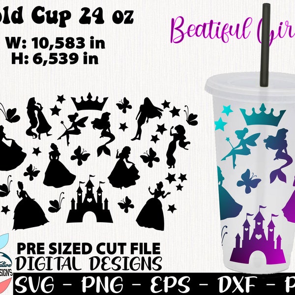 Girls Cup 24 oz, Love svg cup, Princess svg, Princesses cup svg, woman svg Design, Beautiful Girls cup not hole, Princess cup 24 oz