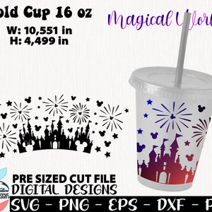 Castle Cup 16 oz, Palace svg, Mouse wrap cup, hermosa chica full wrap, Magical world svg, wrap Cup 16 oz, castle full wrap, palace wrap svg
