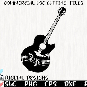 Guitar svg - Music svg - Acoustic Guitar svg - Guitar svg, png, eps, dxf, pdf - Black Guitar svg, png- Cricut Cut File - Digital Download