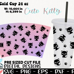 Cute Kitty svg, Kitty Wrap 24 oz, Pet Designs, Cat svg, cold cup 24oz, My Pet Cup, friends cup, Kitty cup, I love Cold Cup, Kitty Wrap, svg