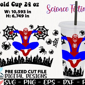 Copo Spider 24 onças, Copo Spider svg, Heroe svg, Copo Spider svg 24 onças, Design svg de ficção científica, copo 24 onças, Copo Cinema 24 onças, Copo de aniversário