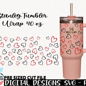 Stanley Tumbler, Hearts svg, Stanley 40 oz, Love png, in love svg cut file, Quencher Stanley tumbler 40 oz svg, svg Stanley tumbler