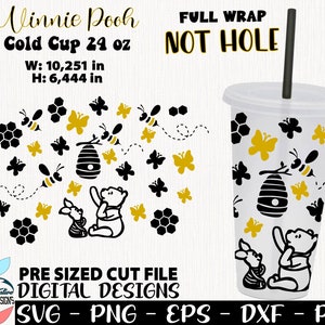 Pooh svg, Winnie cup, love svg Design, Winnie Design, full wrap, love Full Wrap cup 24 oz, amis tasse froide 24 oz, tasse froide 24oz, Full wrap