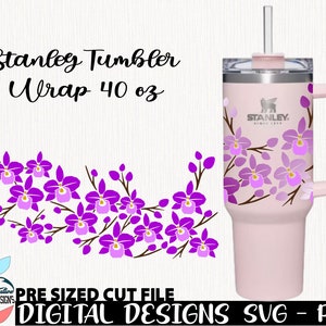 オーキッド スタンレー タンブラー 40 オンス、2 デザイン スタンレー タンブラー、オーキッド ブーケ svg、スタンレー カップ、フラワー カット ファイル、クエンチャー スタンレー タンブラー 40 オンス