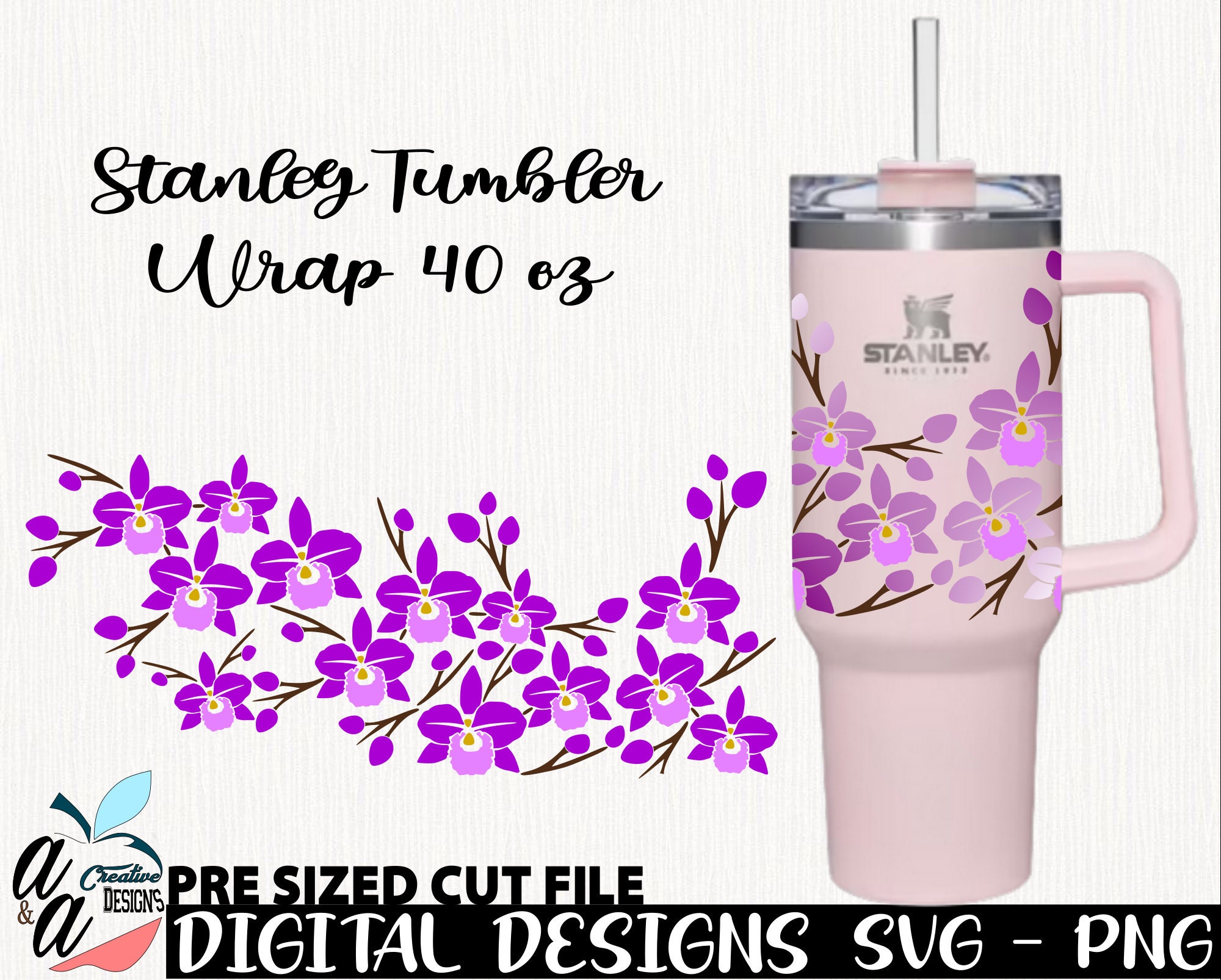 Stanley 40 Ounce Tumbler Light Purple Wisteria Dots Handle Cover