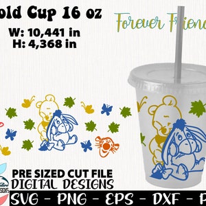 Für immer Freunde Tasse 16 Unzen, süße Freunde kalte Tasse, süße Teddy svg, Tiger png, Bär svg Design, Freunde svg, Teddy svg, Teddy svg designs