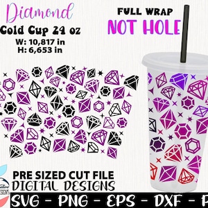 Diamond Cup, Jewelry svg, Ring cup 24 oz, Brigth wrap, Ring of diamond svg cup, Diamonds wrap Cup 24 oz, svg not hole cup 24 oz, diamond svg