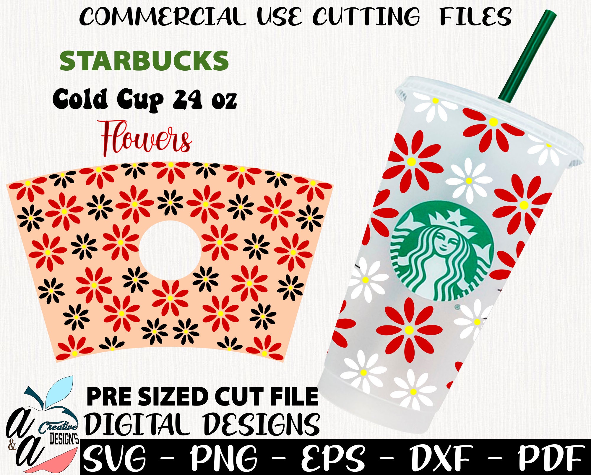 Download Flowers svg flowers Starbucks Full Wrap 24 oz flower svg ...