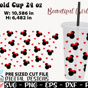 Beautiful Girl svg, Mouse cup 24 oz, Black Mouses svg, Girl cup 24 oz, Famous Mouse cup, Love Design, Heart Cup 24 oz not hole, cup 24 oz