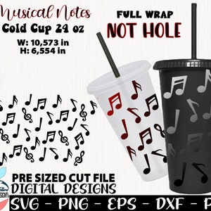 Musical Notes svg, Musical Notes cup not hole, Musical Notes Full Wrap, Music svg Design, Musical Notes Cup 24 oz, Musical Notes Cold cup