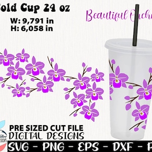 Orchids Cup 24 oz, Orchid svg, Orchid Bouquet svg cup, Flowers cup  24 oz, Flowers svg, orchid bouquet cup 24 oz not hole, Orchid Design svg