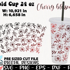 桜カップ 24 オンス、桜 svg、桜 svg カップ、花カップ 24 オンス、花 svg デザイン、春カップ 穴なし、春カップ