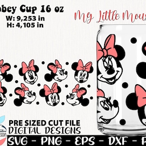 My Little Mouse Libbey cup 16 oz, Girl svg cup, In Love svg, Mouse design cup 16 oz, libbey cup 16 oz, Love cup, cristal verre tasse 16 oz