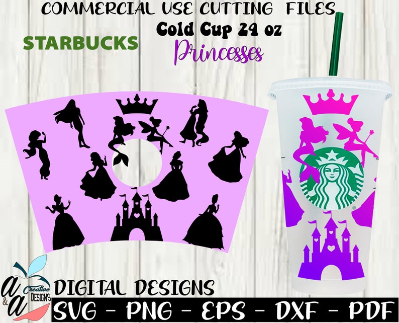 Starbucks Disney Cold Cup svg Starbucks Full Wrap 24 oz svg Cold Cup Starbucks Starbucks png Princesses Cold Cup Disney Princesses svg