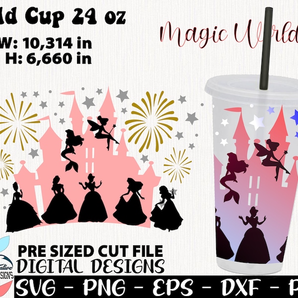 Magic World svg, Beautiful Girl Wrap 24 oz, Love Designs, Queen cup, Princess cold cup 24oz, Love full wrap, Celebration cup, Wrap Cup