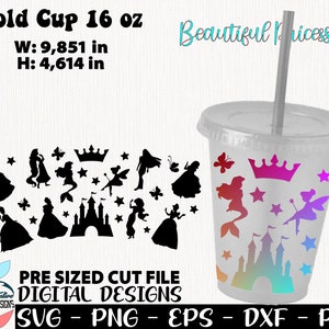 Taza de princesas de 16 oz, svg de niñas, diseño svg de amor, svg de mundo mágico, archivo de corte de princesa, diseño de castillo, svg de palacio, diseño svg de niña hermosa