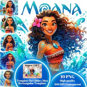 10 PNG Moana, Moana Clipart png, Splash and Watercolor Digital design PNG file for sublimation-High Resolution-Instant Digital PNG Download