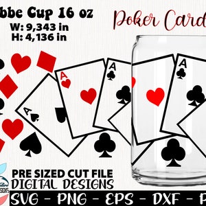 Poker Glass 16 oz, Poker svg Libbey, Cards svg, Crystal Glass svg, Poker svg Design, Poker Cards Glass 16 oz, Cards Libbey cup 16 oz