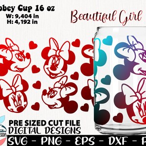Belle fille libbey peut 16 oz, Fille svg peut, Fille libbey verre peut, petite souris Libbey peut, Belle souris peut envelopper, emballage complet peut 16 oz