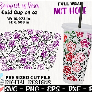 Amore in formato SVG, Rose in formato SVG, Design Festa della Mamma, Design Rose, avvolgimento completo, avvolgimento completo 24 once, tazza fredda per amici 24 once, tazza fredda 24 once, tazza non bucata